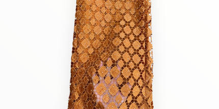 Top Quality Cord Lace Fabric in Brownish Gold - 5 Yards