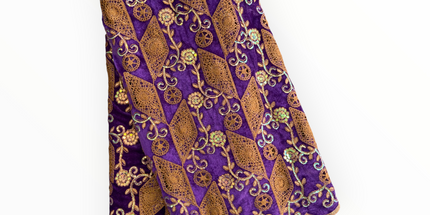 Luxury Velvet Lace Fabric in Purple / Brown – 5 Yards Piece