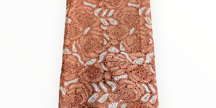 Premium Cord Lace with Sequins / Peach – 5 Yards Piece (New Collection)