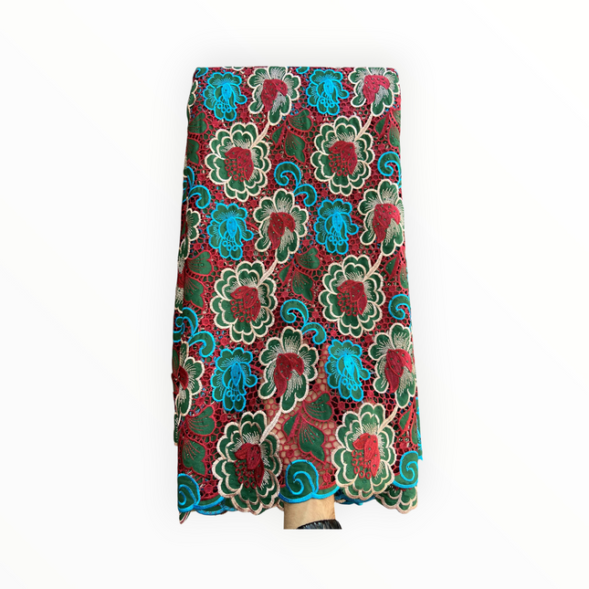 Top Quality Cord Lace Fabric in Green / White / Teal Blue / Maroon - 5 Yards