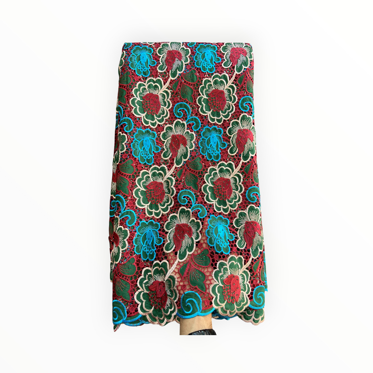 Top Quality Cord Lace Fabric in Green / White / Teal Blue / Maroon - 5 Yards