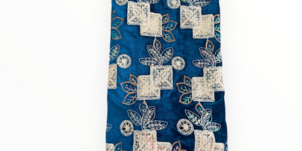 Luxury Velvet Lace Fabric in Teal Green / Off White – 5 Yards Piece (Patterned Design Collection)