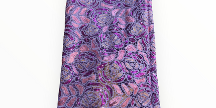 Premium Cord Lace with Sequins in Lilac / Purple / Pink – 5 Yards Piece (New Collection)