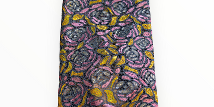 Premium Cord Lace with Sequins in Gray / Pink / Gold – 5 Yards Piece (New Collection)