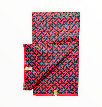 African Prints - Black / red weave  - Mitex Holland